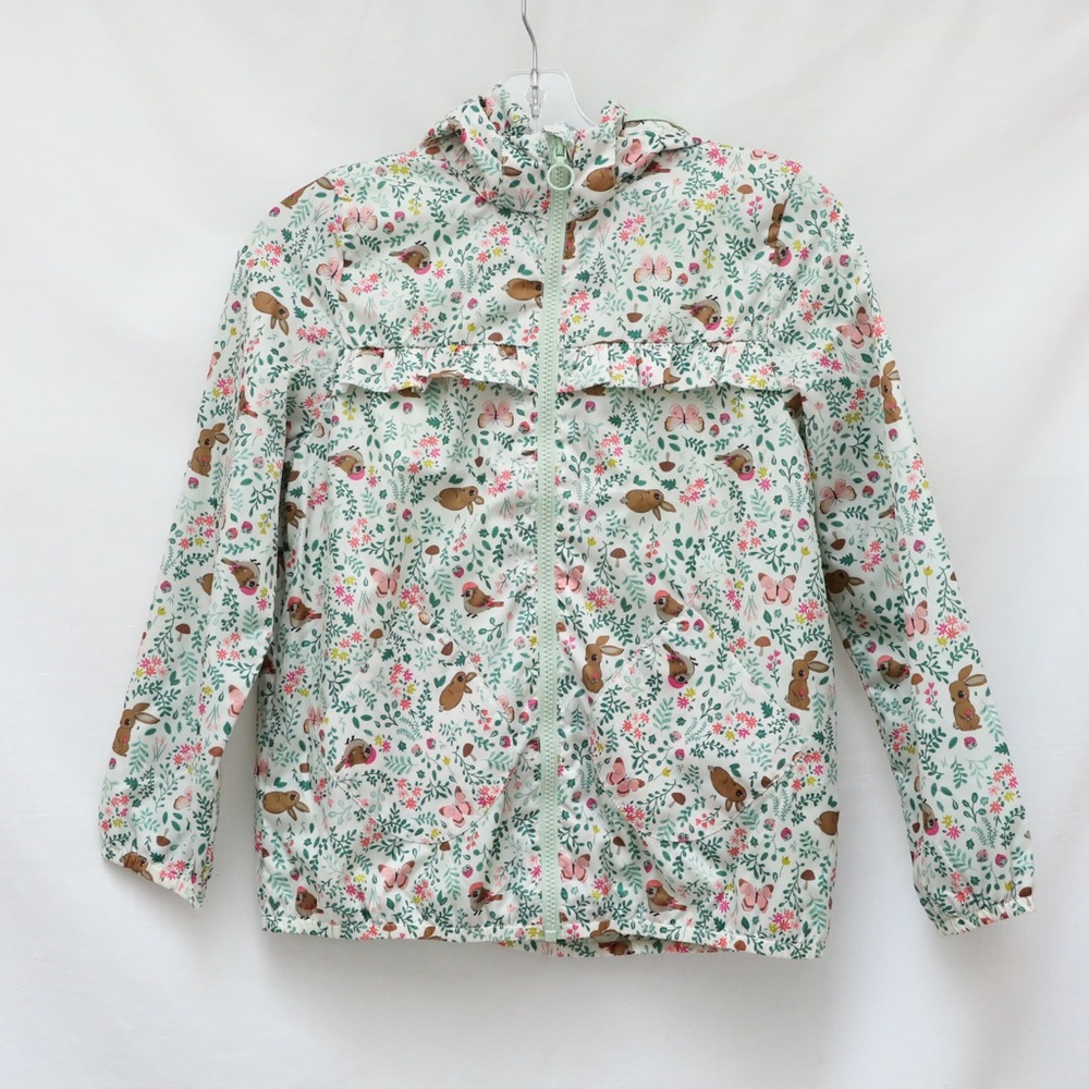 H&M Kids Patterned Windbreaker Jacket Light Green Bunny girls summer spring 8 10